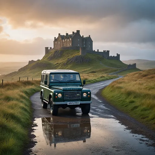 4x4 vehicle hire at Edinburgh Airport for a refined Defender escape to Scottish castle hotels