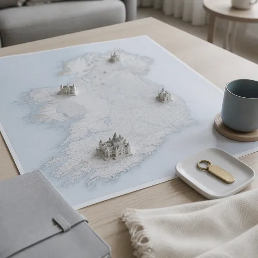 An elegant map of Ireland with castles for a luxurious stay